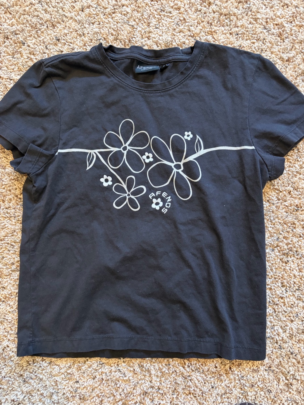 Afends Black Floral Baby Tee